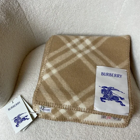 Burberry Beige Checkered Blanket